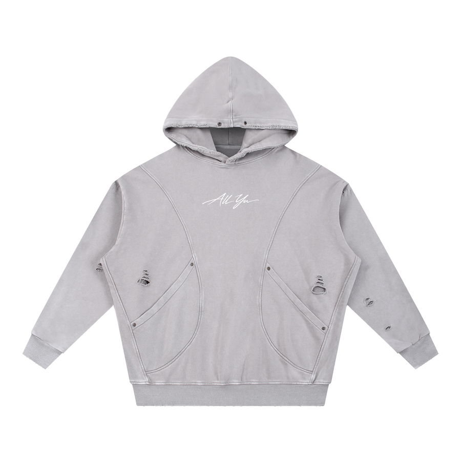All Yu - Outlast Distressed Hoodie — Light Gray