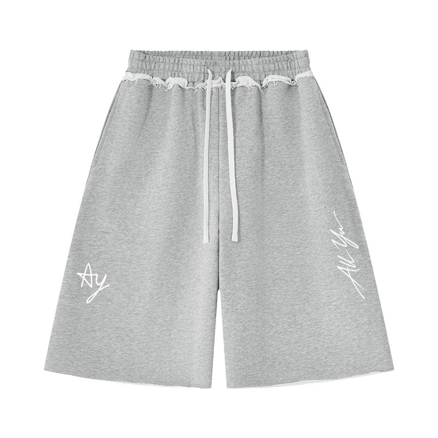 Raw Edge Sweat Shorts — Flower Gray