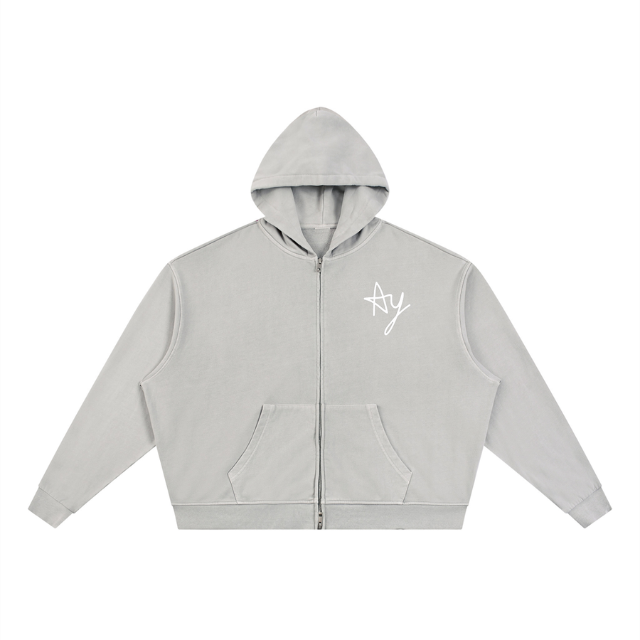 All Yu Classic Boxy Zip-Up — Light Gray